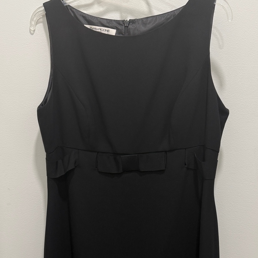 Classy Evan Picone Black Sleeveless Sheath Dress, Size 14